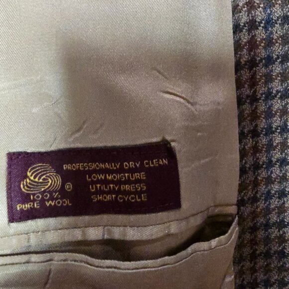 JoS A Bank Pure Wool Houndstooth 2 Button Blazer Sports Coat Brown Tan Sz 42L - Picture 11 of 11